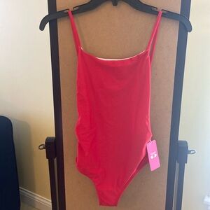 NWT Shekini Red backless one piece swim suit. S